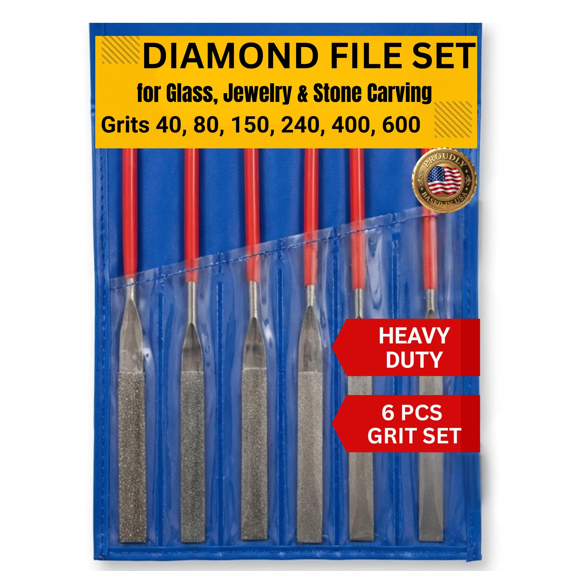 Amazon.com: Drilax 6-Pc Diamond File Set, Flat Hand Files (40–600